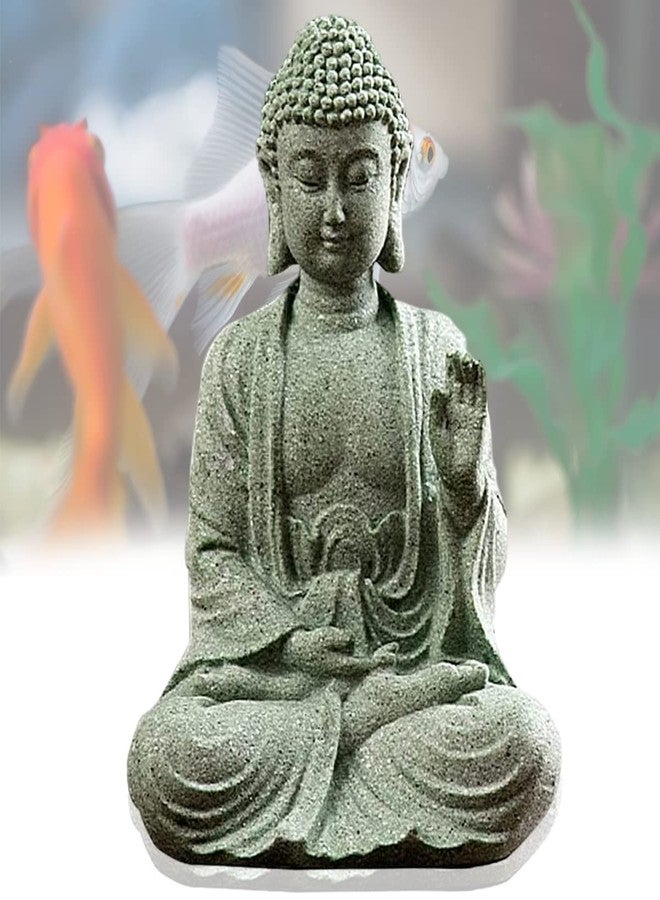 livelyfish Meditating Buddha Statue Natural Sandstone Buda Sculptures for Fish Tank Aquarium Decorations Home Zen Garden Bonsai Ornament Decor, Gifts (Fearless-Small) - Image 1